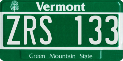 VT license plate ZRS133