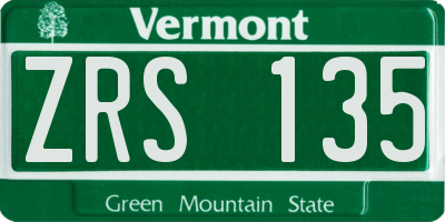 VT license plate ZRS135