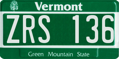VT license plate ZRS136