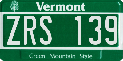 VT license plate ZRS139