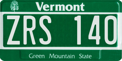 VT license plate ZRS140
