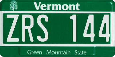 VT license plate ZRS144
