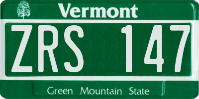 VT license plate ZRS147