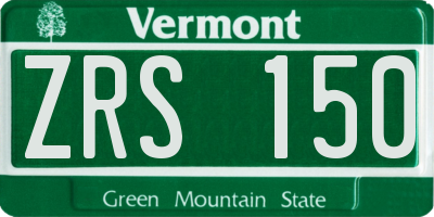 VT license plate ZRS150