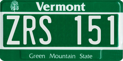 VT license plate ZRS151