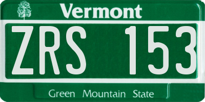 VT license plate ZRS153