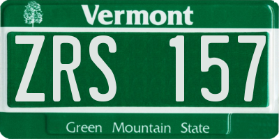 VT license plate ZRS157