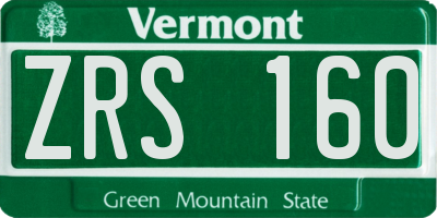 VT license plate ZRS160