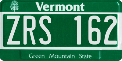 VT license plate ZRS162