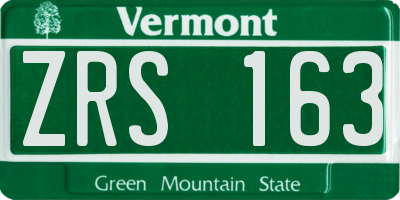 VT license plate ZRS163