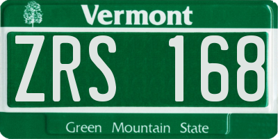 VT license plate ZRS168