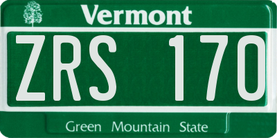 VT license plate ZRS170