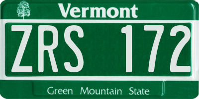 VT license plate ZRS172