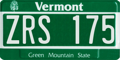 VT license plate ZRS175