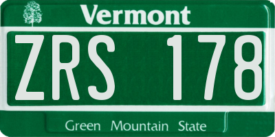 VT license plate ZRS178