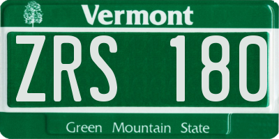 VT license plate ZRS180