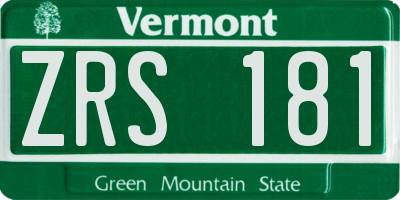 VT license plate ZRS181