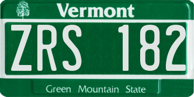 VT license plate ZRS182
