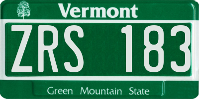 VT license plate ZRS183