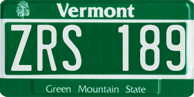 VT license plate ZRS189