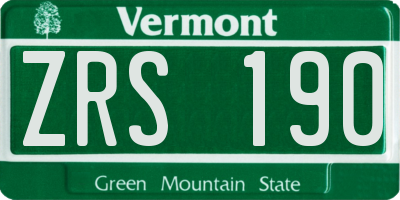VT license plate ZRS190