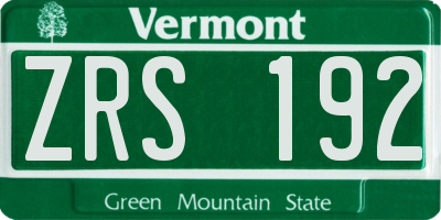 VT license plate ZRS192