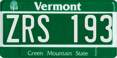 VT license plate ZRS193