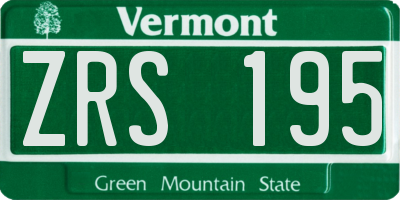 VT license plate ZRS195