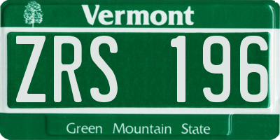 VT license plate ZRS196