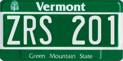VT license plate ZRS201