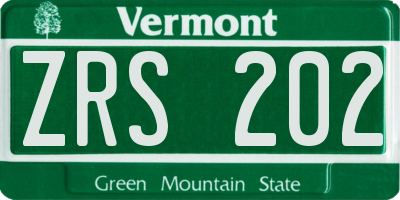 VT license plate ZRS202