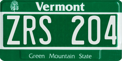 VT license plate ZRS204