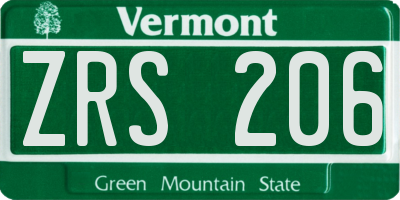 VT license plate ZRS206
