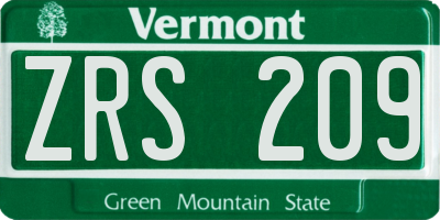 VT license plate ZRS209