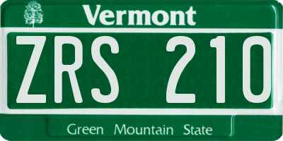 VT license plate ZRS210