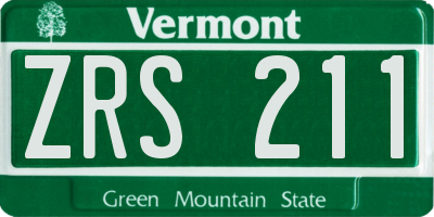 VT license plate ZRS211