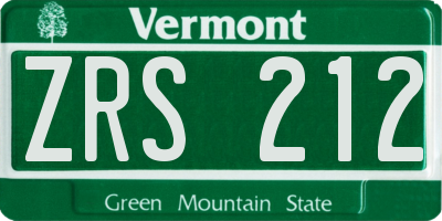 VT license plate ZRS212