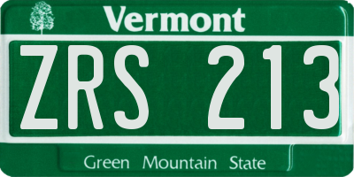 VT license plate ZRS213