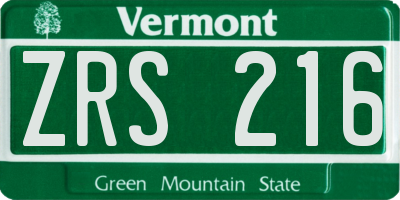 VT license plate ZRS216
