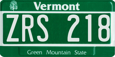 VT license plate ZRS218