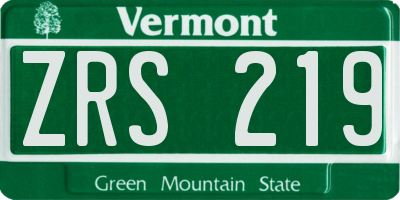 VT license plate ZRS219