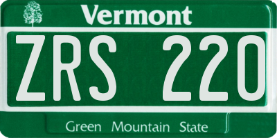 VT license plate ZRS220