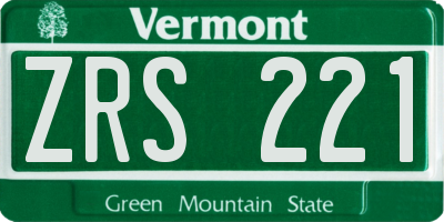 VT license plate ZRS221