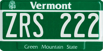 VT license plate ZRS222