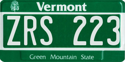 VT license plate ZRS223