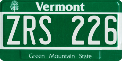 VT license plate ZRS226