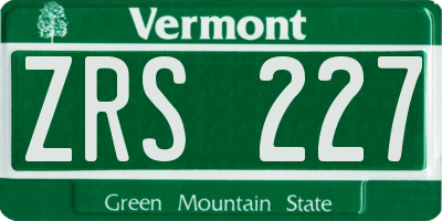 VT license plate ZRS227