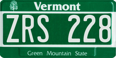VT license plate ZRS228