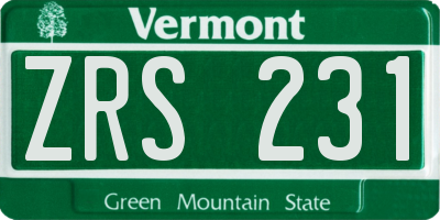 VT license plate ZRS231