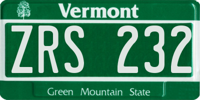 VT license plate ZRS232